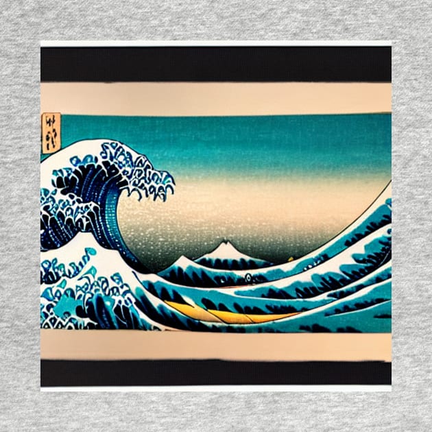 Elegance Meets Nature - A Stunning Ukiyo-e Sunset Wave by aestheticand